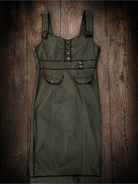 Living Dead Souls Olive Green Button Front Dress M Gothic Alt